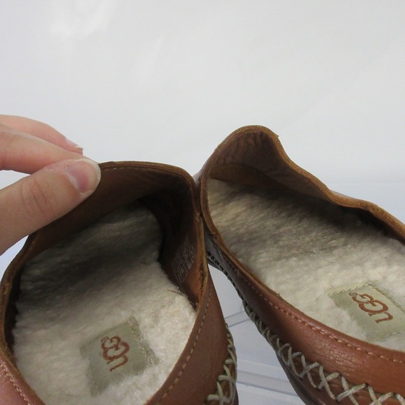 UGG Tamara Slippers Loafer Mules Shoes Slip On Women 7 Brown Leather Outdoor 428 - Picture 4 of 10
